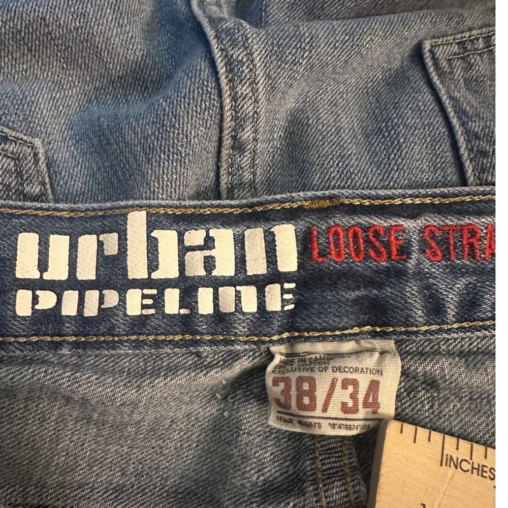 Urban Pipeline Loose Straight Leg Jeans Mens 38x34 Medium Wash Blue Denim Y2K